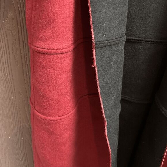 Harve Benard Benard Holtzman Wool Blend Coat Deep Red Black 14 Open Front - Picture 6 of 10